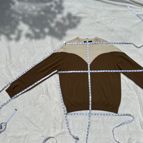 Frenckenberger Boyfriend Crewneck Sweater Small Cream Warm Brown 100% Cashmere - Picture 8 of 16